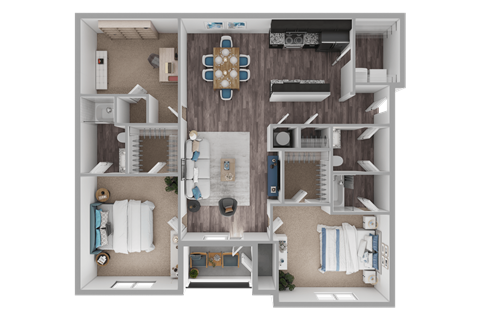 Floor plan for 2 beds, 2 baths, 1622 sqft